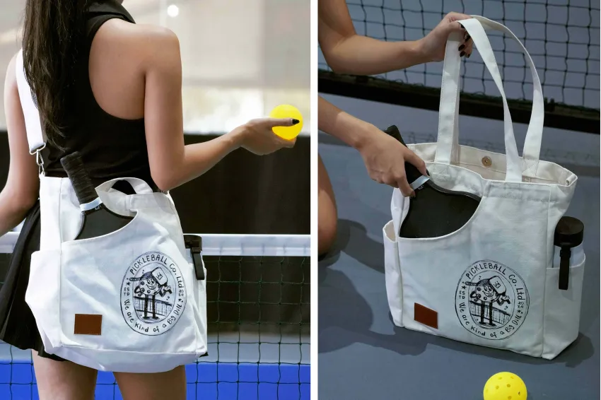 [BEST SELLER] Túi Tote Canvas Pickleball, Tag Da Khắc Tên Theo Yêu Cầu, Túi Đựng Đồ Pickleball