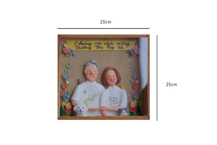 Couple Clay Art, 25cm, Personalized Photo And Message, Custom Clay Painting, Cute Portrait, Personalized Gift, Wedding Gift, Birthday Gift