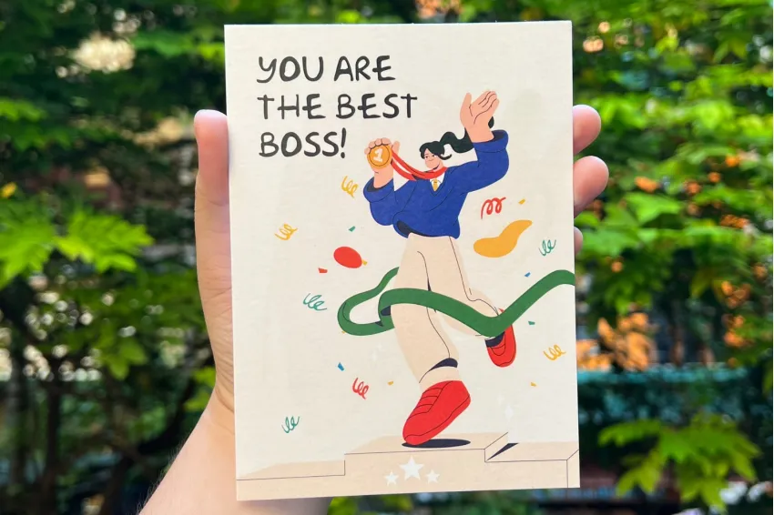 Your Are The Best Boss Postcard, Ther Collection, Postcards, Lovely Design Cards, Unique Design Card, Greeting Card, Women's Day Card, Stationery