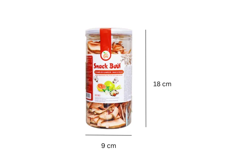 Snack Bưởi Vị Muối Ớt, 100% Vỏ Bưởi Tươi, Vị Cay Nồng Giòn Tan, Snack Vỏ Bưởi, Không Chất Bảo Quản, Vỏ Bưởi Sấy, Quà Tặng Sức Khỏe