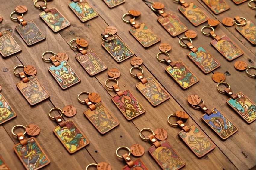 Hand-drawn Leather Keychain 12 Zodiacs, Personalized Keychain, Personalized Gifts, Corporate Gift