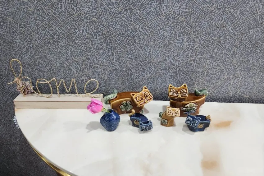 Cat Family Ceramic Figurine Set, Cat Figurines, Home Décor, Handmade Ceramic Cat Statuettes, Unique Cat Gifts, Gift For Cat Lovers, Housewarming Gift, Corporate Gift