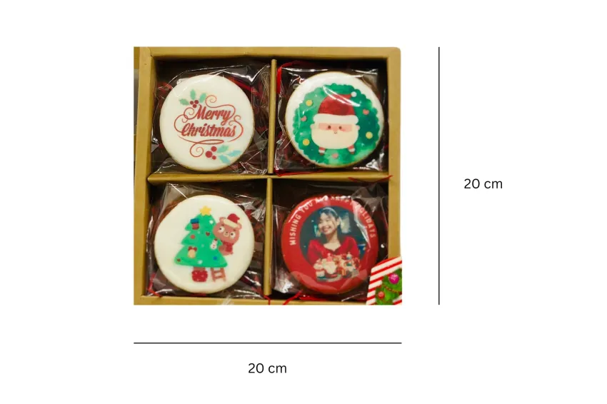 Christmas Custom Cookie Gift Box, 4 Cookies, Share Sweetness And Delight, Personalized Printing, Low-Sugar, Christmas Gift Box, Personalized Gift