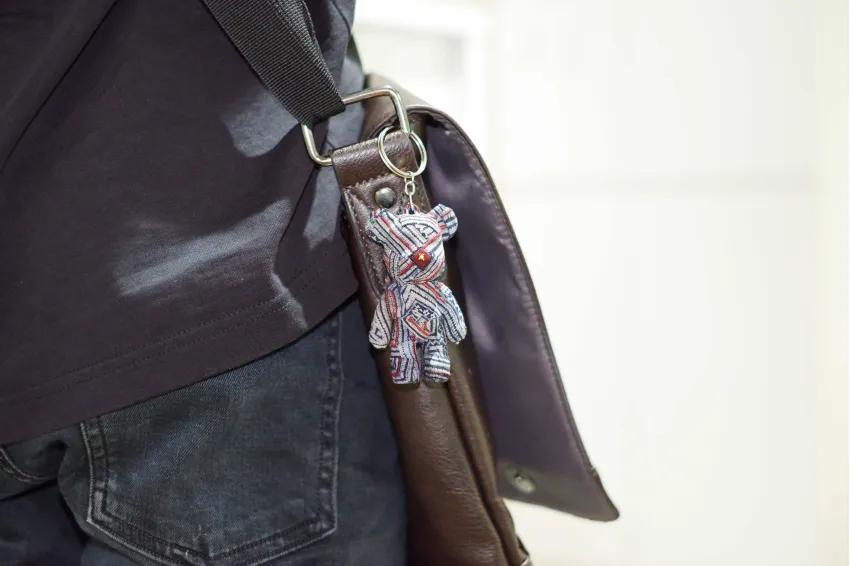 Brocade Bear Keychain, Unique Ethnic Vibe, Recycled From H'Mong Costumes, Mini Bearbrick, Handmade Keychains, Unique Birthday Gifts, Vietnamese Gifts