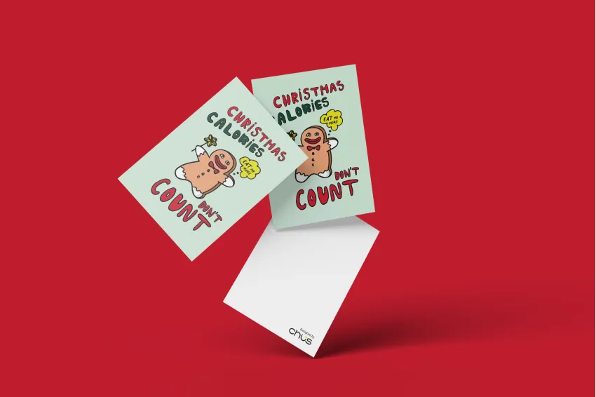 "CALORIES" Christmas Card, Limited Edition, Perfect Way To Spread Holiday Joy, Playful And Festive Design, Unique Christmas Gift