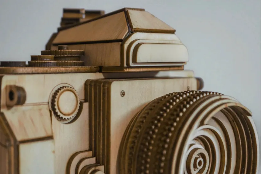 Real Scale Nikon AF-S Wooden Camera Assembly Model, Faithfully Recreated in Every Detail, 194-Step DIY Kit, Vietnamese Souvenir, Handmade Gifts