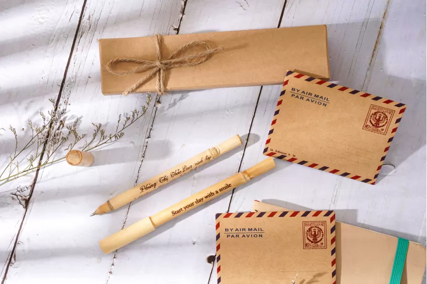 Customized Message Bamboo Ballpoint Pen, Nhà An Lành - CHUS