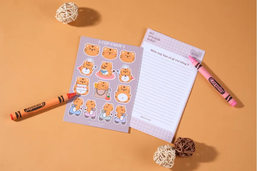 Sticker Cọp Chan Vui Nhộn, Decal Cán Mờ, Quà Tặng Bạn Bè