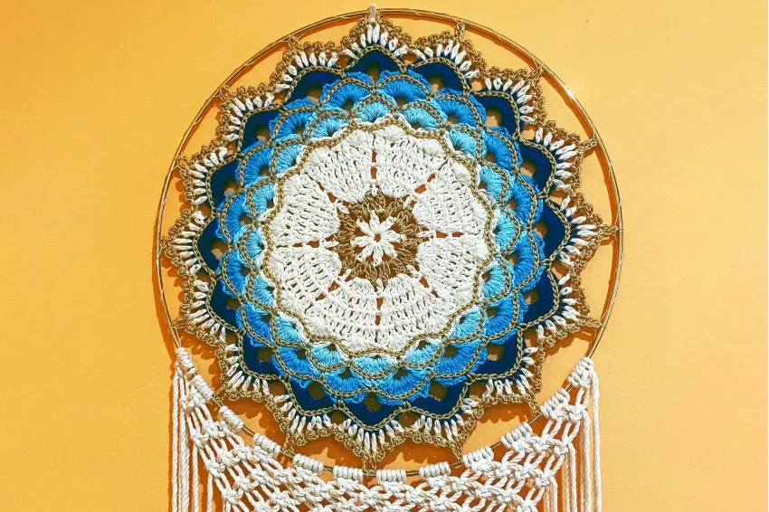 Dreamcatcher Thắt Macrame Tĩnh Lặng, Che Chở Giấc Ngủ Ngon - Thừng Gỗ Decor
