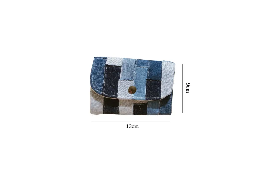 Handmade Denim Patches Wallet, Combining Multiple Colors Of Denim Scraps, Rugged And Stylish Style, Compact And Convenient Size Handmade Denim Patches Wallet, Combining Multiple Colors Of Denim Scraps, Rugged And Stylish Style, Compact And Convenient Size