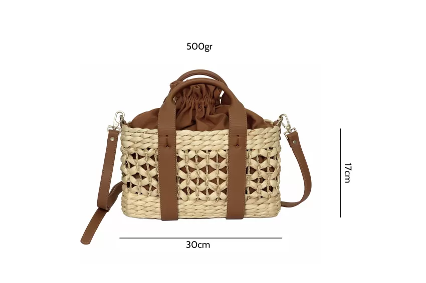 Medium Little Joy Water Hyacinth Bag, Made Of Trendy Leather Material, Simple And Elegant Style, Durable Bag For Long-Term Use