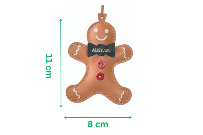 Dây Treo Trang Trí Hình Bánh Gừng Bằng Da Bò, Trang Trí Giáng Sinh, Trang Trí Cây Thông Noel, Treo Tay Nắm Cửa, Quà Tặng Cá Nhân Hoá