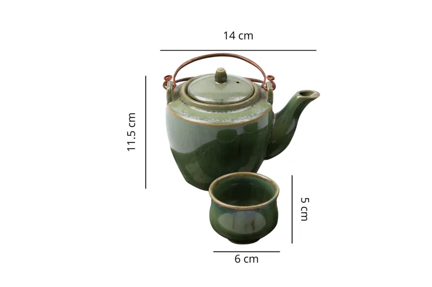 “Dáng Mới” Teapot Set, Crystal 14 Porcelain, Tea Pot, Fire Glaze Ceramics, Skillful Techniques, High Quality, Decoration, Vietnamese Ceramics, Corporate Gift