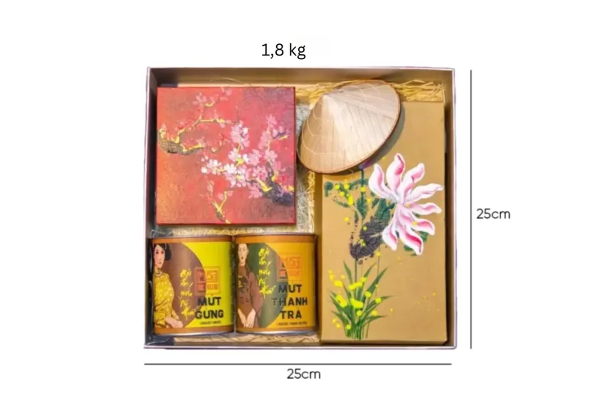 Moc Truly Hue’s 2024 “Phap Lam” Gift Box, Gift From Ancient Town, Hue Specialty, Vietnamese Traditional Food Gift, Artistic Hand-painted Gift Box, Corporate Gift