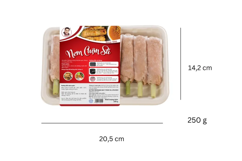 [Ship Nội Thành HCM] Nem Cuộn Sả Ông Ù 250G, Thành Phần Thịt Heo Sạch, Hương Vị Đậm Đà, Nem Thịt Heo, Nem Chiên Hoặc Nướng, Không Chất Bảo Quản