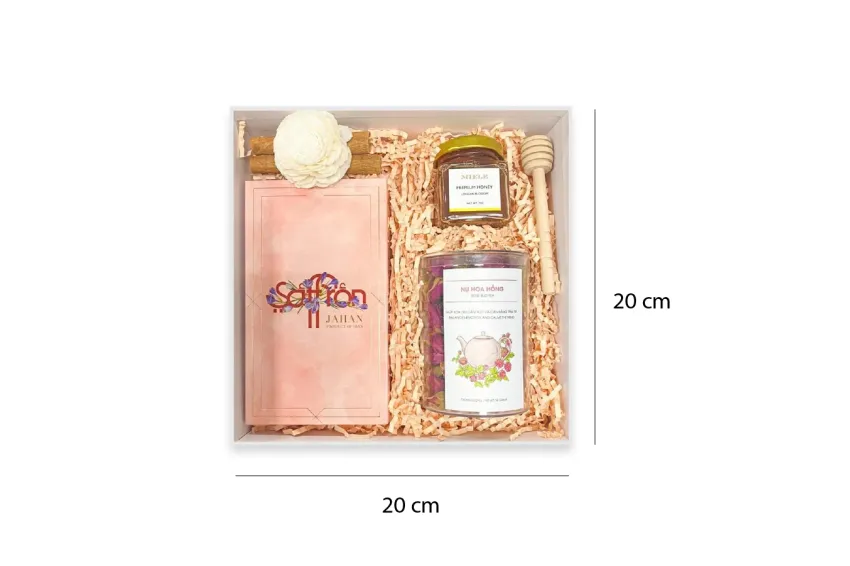 "Pretty Healthy" Gift Box, Nourish Her Body, Saffron, Honey, Rose Bud Tea, Premium Gift Box, Gifts For Her, Health Gift Set, Gifts For Women's Day, Corporate Gift