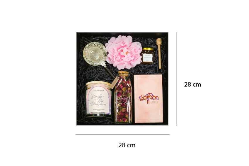 "The Beauty Inside" Gift Box, Unveil The Natural Beauty, Saffron, Scented Candle, Rose Bud Tea, Honey, Luxurious Silk Gift Box, Gift For Her