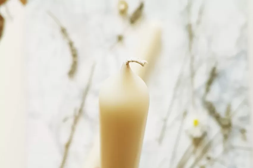 Unscented Marble Taper Candle