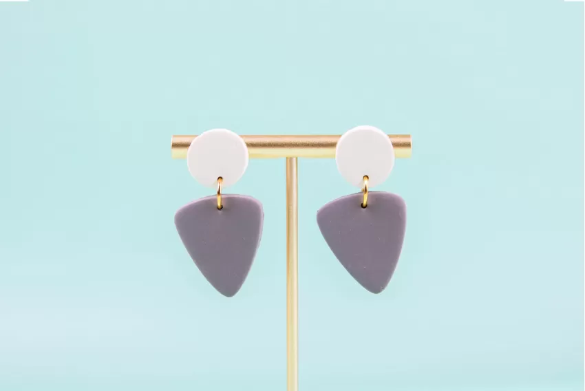 “Lilian” Round Mixed Triangle Clay Earrings, Featuring Sweet And Elegant Pastel Tones, With A Playful And Personal Style