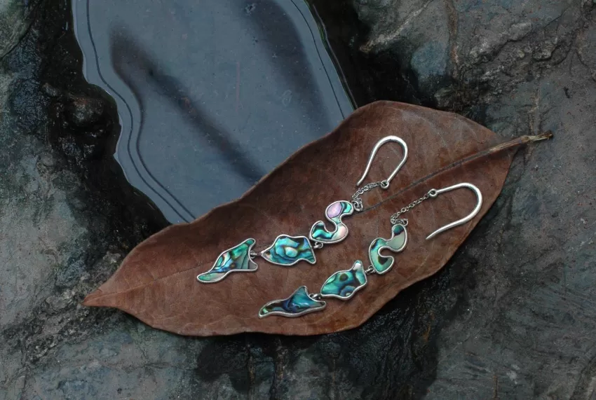 Abalone Shell Earrings, Melted Heart & My Identity Collection, Unique Design, Shiny Polished Abalone Shell Material, High-End Accessory