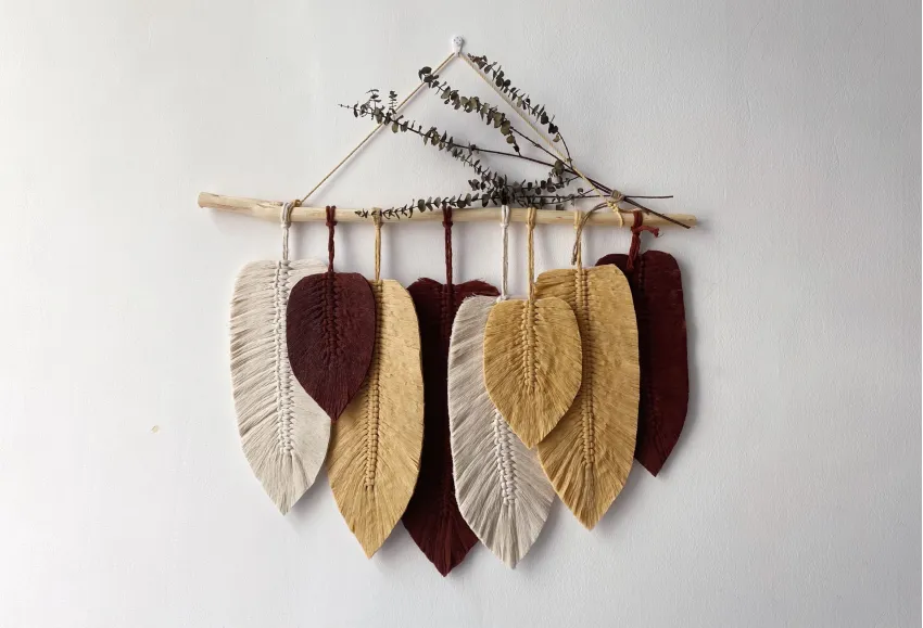 Leaves Shaped Macrame Wall Hanging – Cozy Artistic Decor
