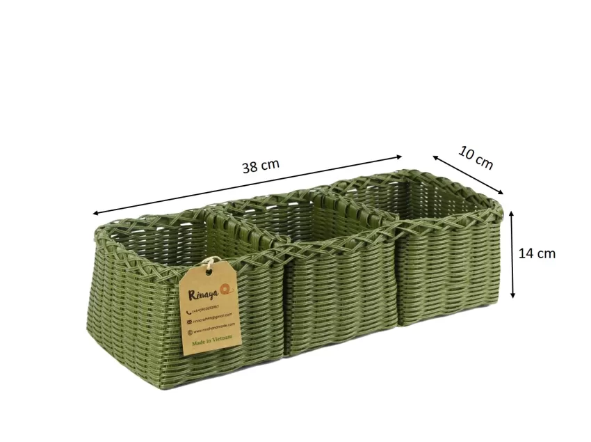 Matcha Green 3-Compartment Tank Tray, Wide and Deep Compartments, Made from Recycled Paper Fiber, Sustainable Product