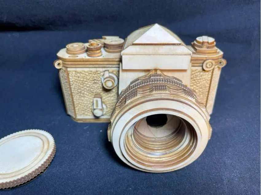 Real Scale Nikon F2 Wooden Camera Assembly Model, Model Made Especially For You, 164-Operation Wood Model, Creative Thinking Toy, Vietnam Souvenirs