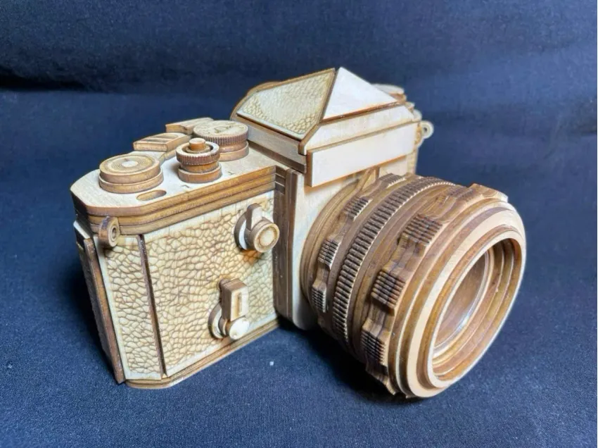 Real Scale Nikon F2 Wooden Camera Assembly Model, Model Made Especially For You, 164-Operation Wood Model, Creative Thinking Toy, Vietnam Souvenirs