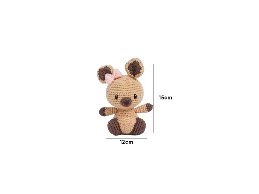 Kangaroo Len Dễ Thương Dáng Ngồi, Kangaroo Con Có Nơ Ngồi, Gấu Bông, Thú Nhồi Bông, Đồ Chơi Handmade Cao Cấp, Đồ Chơi Thú Len