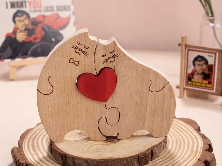 Personalized Wooden Cat Family Puzzle Decor, Perfect Personalized Gift For Family, Unique Gift, Crafted In Vietnam, Home Decor, Custom Gifts, Only At Chus