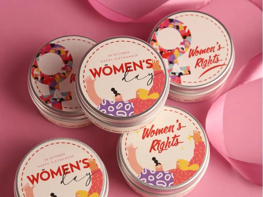 Tin Candle Gift Set With Adorable Pin / Keychain, "Women's Rights" Handmade Scented Candle Collection, Perfect Gift For Women, Meaningful Gift