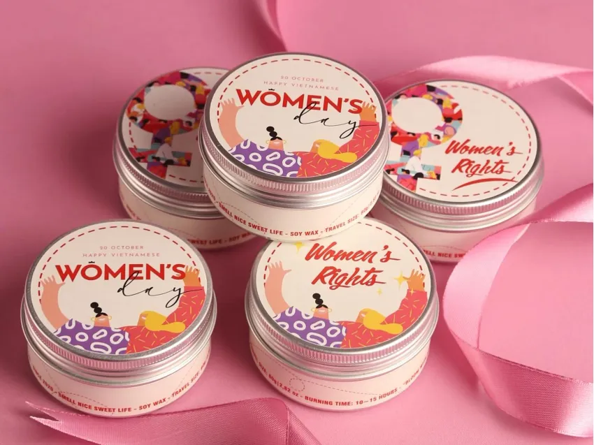 Tin Candle Gift Set With Bear Charm, "Women's Rights" Collection, Unique Gift For Women, Scented Candle Gift, Meaningful Gift, Gifts For Her