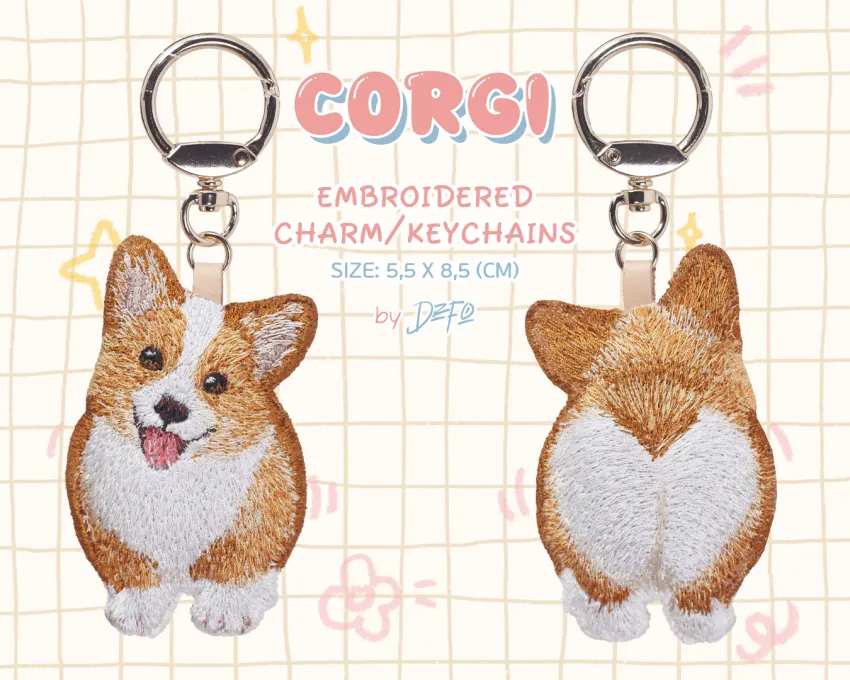 Hand-embroidered corgi plush charm adorable touch for daily accessories, impressive bag tag unique hand-embroidered keychain as handmade gift souvenirs Hand-embroidered corgi plush charm adorable touch for daily accessories, impressive bag tag unique hand-embroidered keychain as handmade gift souvenirs