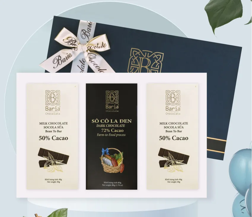 2 Dark & 1 Milk Chocolate Gift Box, Perfect Balance, Pure Chocolate Combo, Vung Tau Chocolate Specialty, Gift For Lover, Healthy Snack, Vietnamese Gifts 2 Dark & 1 Milk Chocolate Gift Box, Perfect Balance, Pure Chocolate Combo, Vung Tau Chocolate Specialty, Gift For Lover, Healthy Snack, Vietnamese Gifts