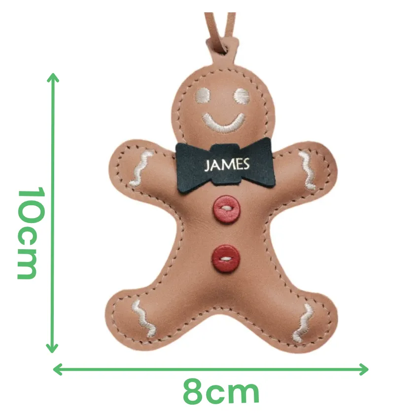 Personalized Gingerbread Man Leather Ornament, Christmas Decoration, Christmas Tree Decoration, Door Handle Hanging, Personalized Gifts