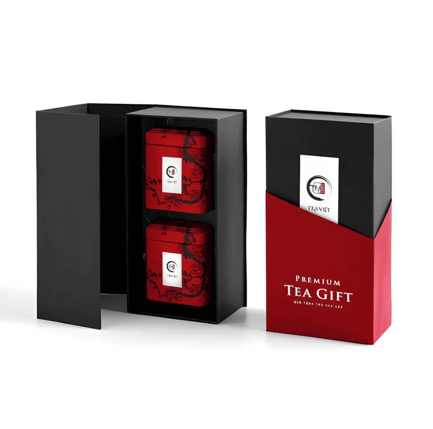 "Wealthy" Tea Gift Box Luxury Gold Foil Pattern, Affirming Refined Gift Selection Taste, Two-Box Vietnamese Tea Gift Set, Luxury Gift, Corporate Gift