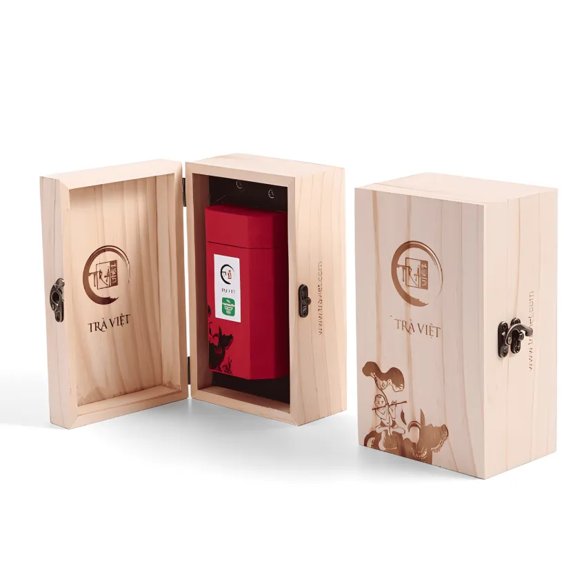 "Heartfelt Blessings" Tea Gift Box, Premium Gift With Distinctive Cultural Appearance, Pine Wood Gift Box With Bag, Luxury Tea Gift Set, Partner Gift "Heartfelt Blessings" Tea Gift Box, Premium Gift With Distinctive Cultural Appearance, Pine Wood Gift Box With Bag, Luxury Tea Gift Set, Partner Gift
