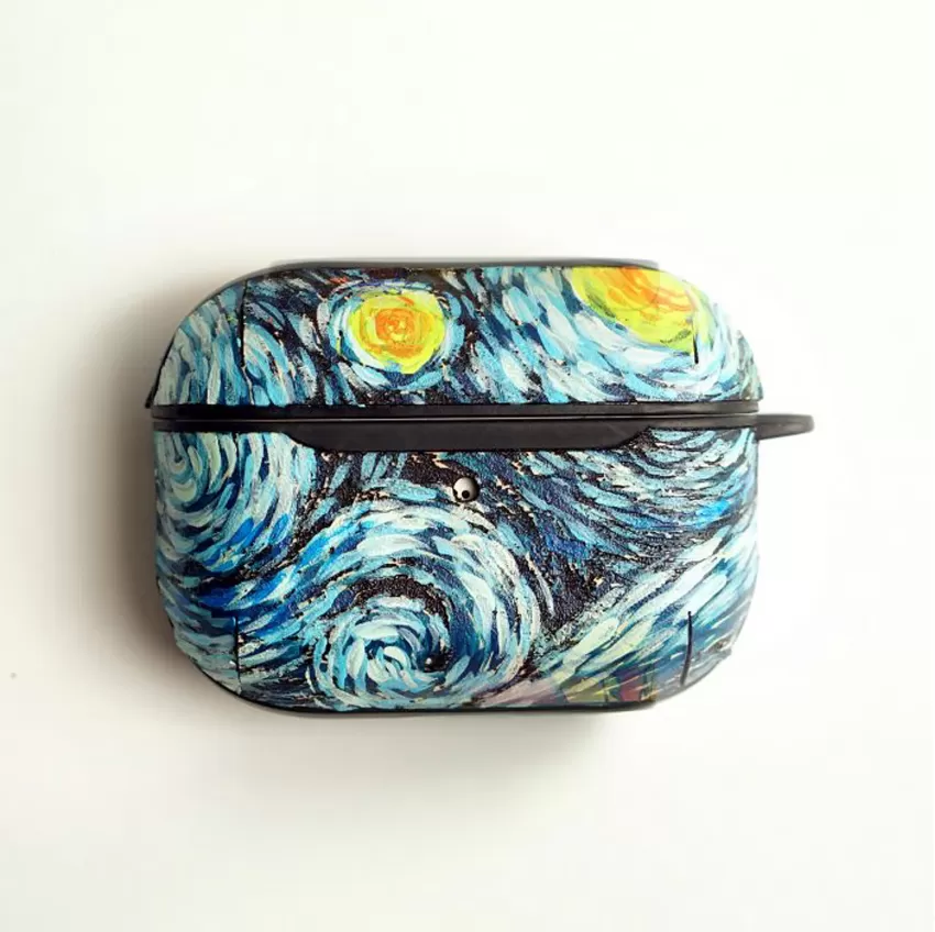 Starry Night Handcrafted Leather AirPods Case, Leather Accessories, Handmade, Artistic Accessories, Unique Gift, Personalized Gifts Starry Night Handcrafted Leather AirPods Case, Leather Accessories, Handmade, Artistic Accessories, Unique Gift, Personalized Gifts