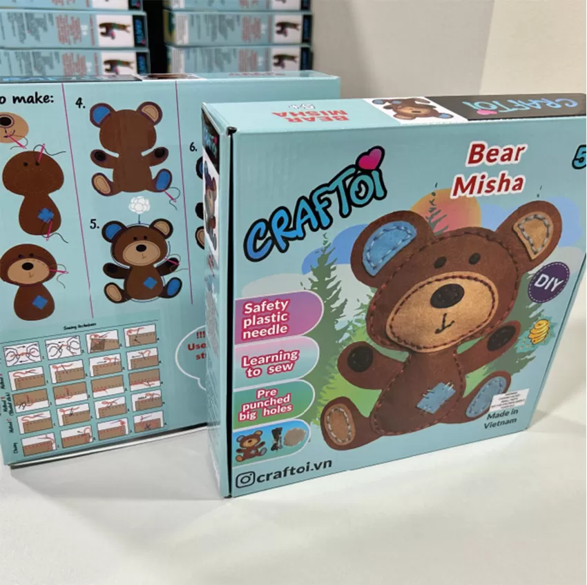 Bear Misha, Diy 5+ Sewing Kit Toy, Craft Toy, Cute Bear Misha, Educational Toy, Develops Concentration