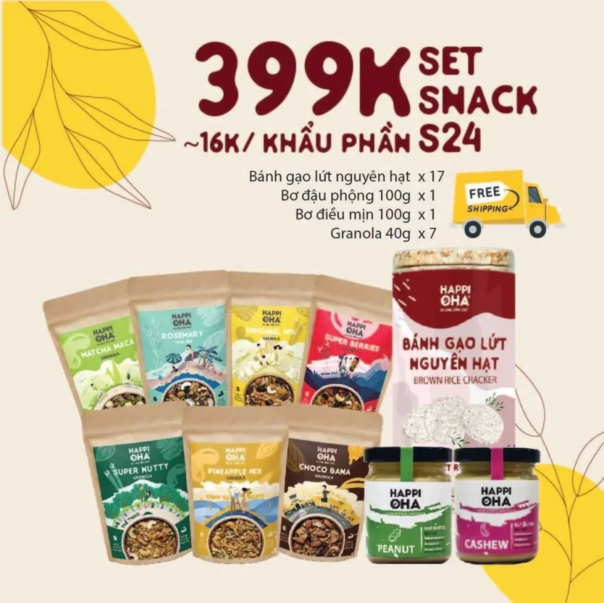 Combo Ăn Vặt Tiết Kiệm 24 Khẩu Phần, Combo Ăn Vặt Lành Mạnh, Set Snack S24, Phù Hợp Cho Cắm Trại Và Liên Hoan, Thực Phẩm Chế Biến Sẵn Tiện Lợi, Quà Tặng Doanh Nghiệp