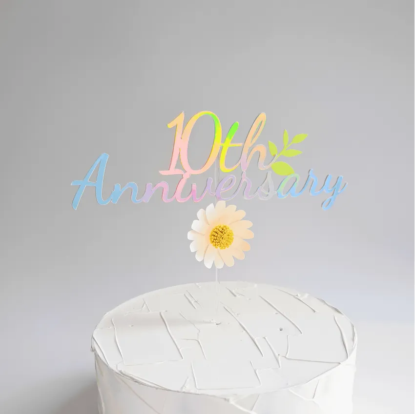 Personalized Daisy Anniversary Cake Topper Set, Design With Your Number, Flower Cake Topper, Korean Style Cake Topper Set, Handmade Decorations