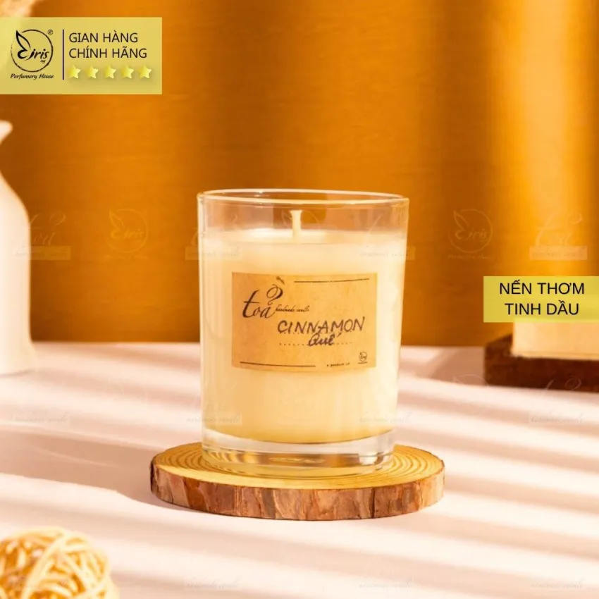 Cinnamon Scented Candle with Wooden Wick, Glass Jar, Vegetable Wax, Perfect Accent for Any Space, Meaningful Gift Cinnamon Scented Candle with Wooden Wick, Glass Jar, Vegetable Wax, Perfect Accent for Any Space, Meaningful Gift