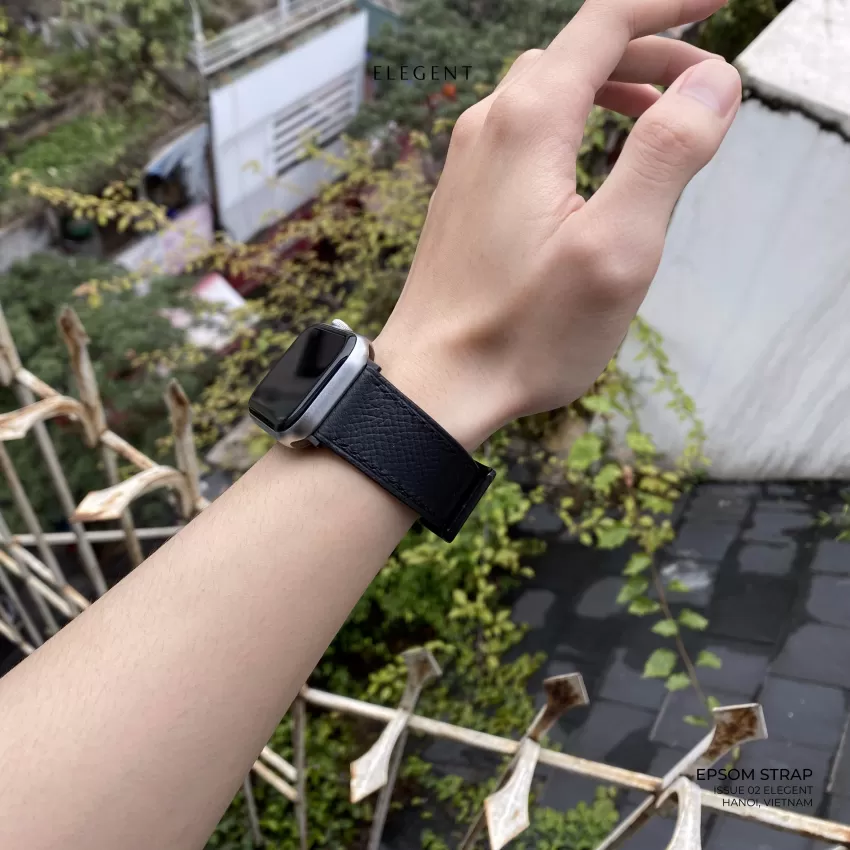 Black Epsom Leather Handcrafted Watch Strap, Minimalist And Elegant Style, Premium Epsom Leather Material, Durable And Beautiful Black Epsom Leather Handcrafted Watch Strap, Minimalist And Elegant Style, Premium Epsom Leather Material, Durable And Beautiful
