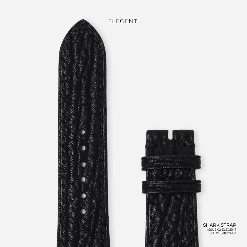 Black Shark Skin Leather Handcrafted Watch Strap, Vertical Vein Pattern Like Flowing Water, Waterproof And Scratch Resistant Black Shark Skin Leather Handcrafted Watch Strap, Vertical Vein Pattern Like Flowing Water, Waterproof And Scratch Resistant