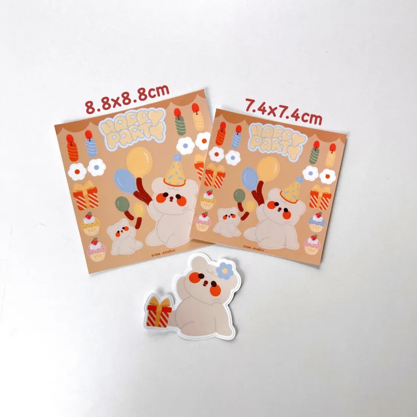 Happy Party Sticker Sheet And Die Cut Sticker - bibe.studio | CHUS