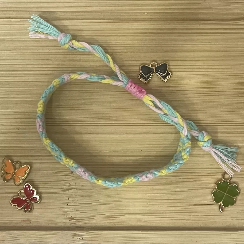 Pink And Blue Handmade Unisex Cotton Bracelet Pink And Blue Handmade Unisex Cotton Bracelet