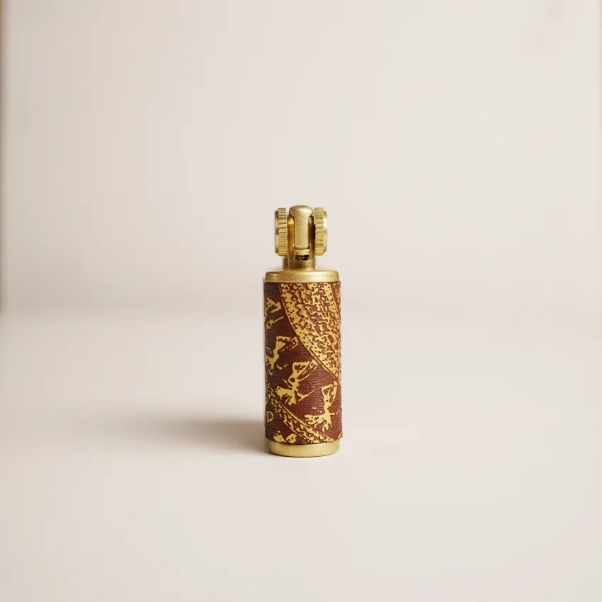Bronze Drum Patterned Hand-drawn Leather Lighter, Art Lighters, Leather Accessories, Handmade Gifts, Vietnamese Design, Unique Gift, Personalized Gifts, Corporate Gift