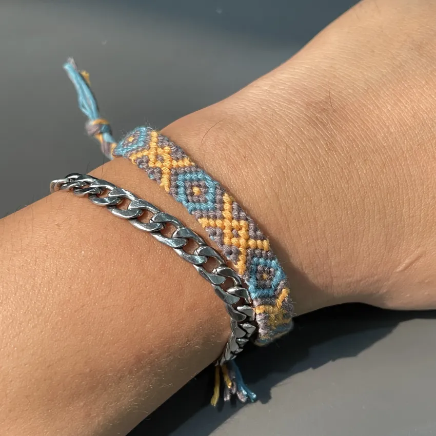 Dark Blue And Orange Handmade Bracelet Dark Blue And Orange Handmade Bracelet