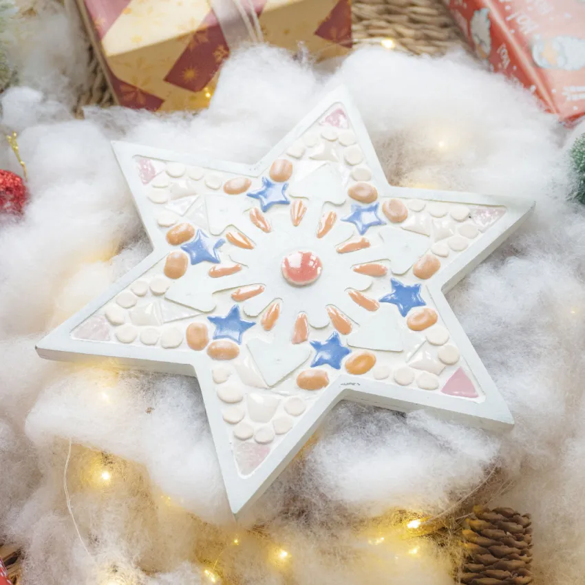 Snowflake Diy Mosaic Kit For Kids, Handcrafted Kit, Encourages Creativity, Intelligent Toy, Safe For Kids Snowflake Diy Mosaic Kit For Kids, Handcrafted Kit, Encourages Creativity, Intelligent Toy, Safe For Kids
