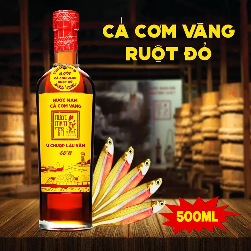 [Tặng 1 Bình Rót] Cặp 2 Chai Nước Mắm Tĩn Cá Cơm Vàng Ruột Đỏ 60N